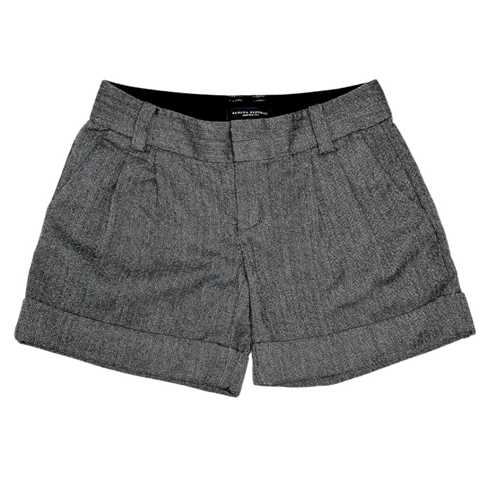 Banana Republic Dark Grey Herringbone Pleated Women's Shorts